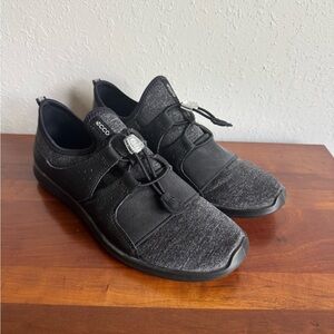 Ecco Black Dark Gray Sense Toggle Elastic Toggle Slip On Sneaker Womens 38 Gorp